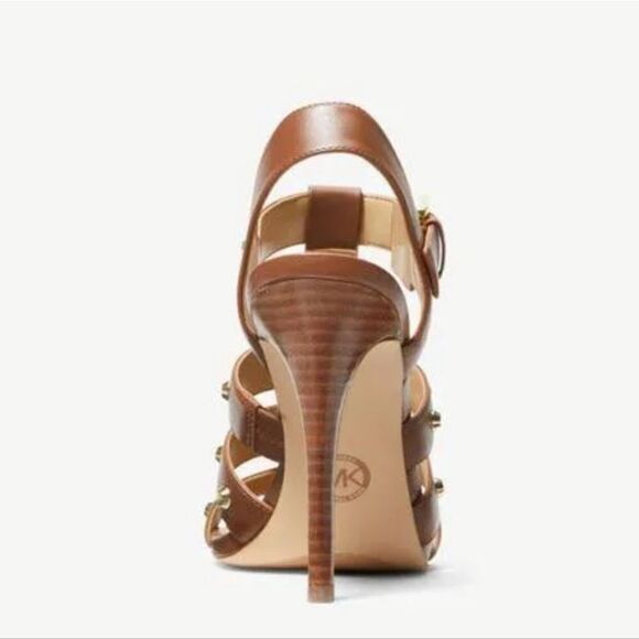 NWOB MICHAEL Michael Kors Jagger Studded Stiletto Sandal in Luggage - Picture 4 of 11